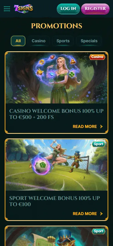 7Signs Casino promotions experience on a mobile browser